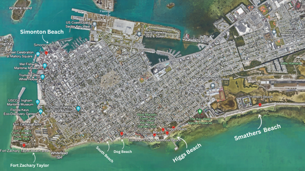 Key West Florida Beach Map 